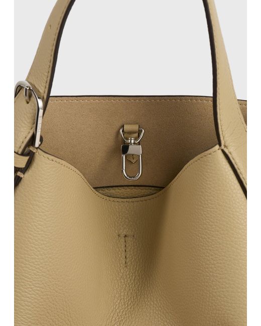 Totême Metallic Small Belted Grained-Leather Tote