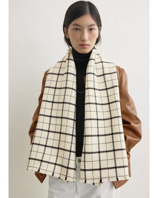 Totême White Windowpane Scarf