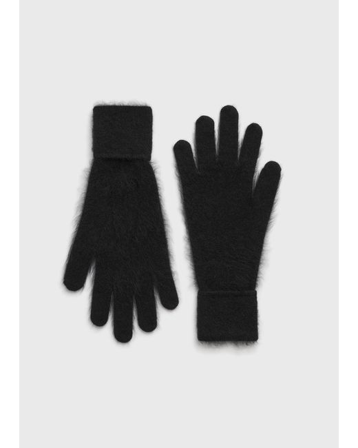 Totême Black Brushed Cashmere Gloves