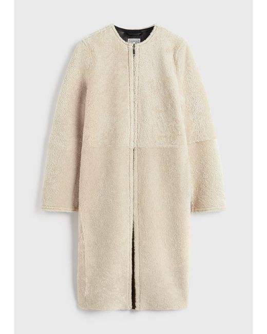 Totême Natural Zipped Teddy Shearling Coat
