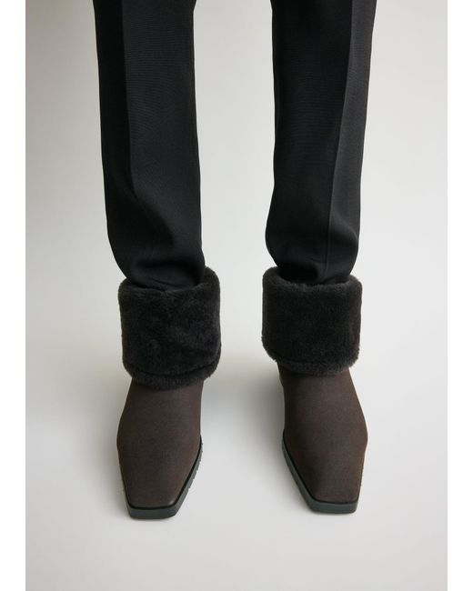 Totême Black Fold-Down Shearling Boots