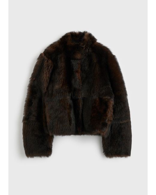 Totême Black Silky Shearling Jacket