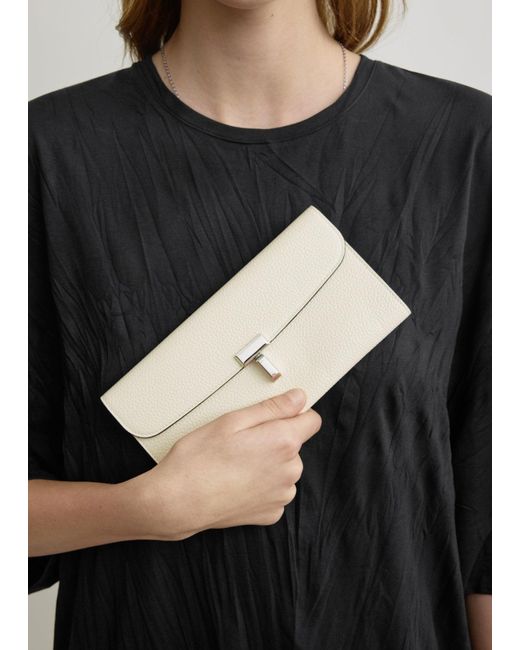 Totême  Natural T-Lock Grained-Leather Wallet