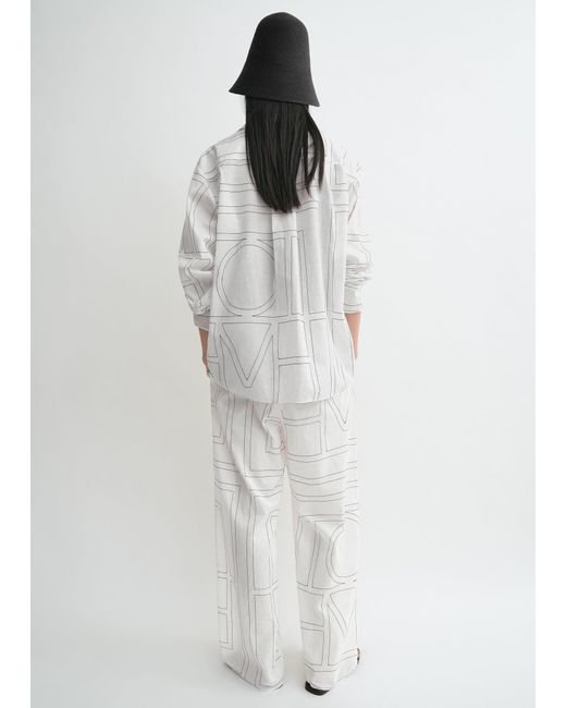 Totême  White Monogram Cotton-Blend Pj Top