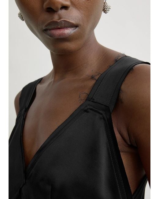 Totême Black Cropped Satin Camisole