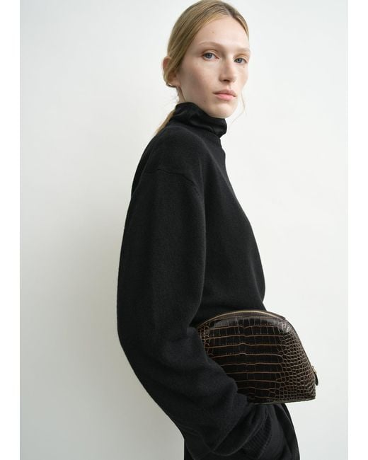 Totême Black Medium Croco-Embossed Day Pouch