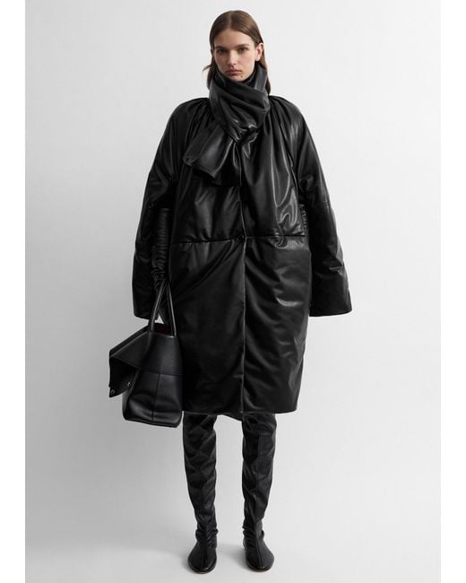Totême Black Padded Leather Coat