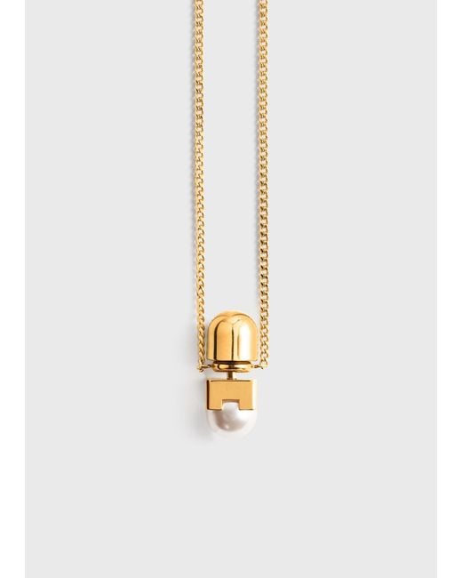 Totême White Long Faux Pearl Necklace