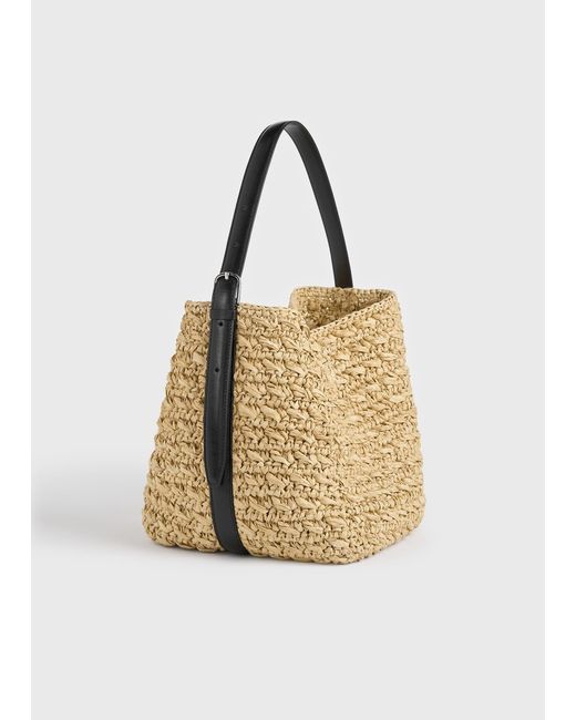 Totême  Metallic Medium Belted Paper Raffia Tote
