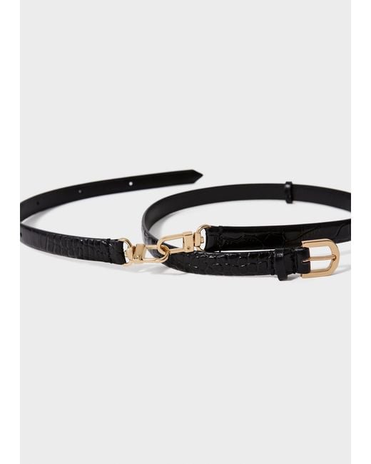 Totême  White Double Clasp Croco-Embossed Belt