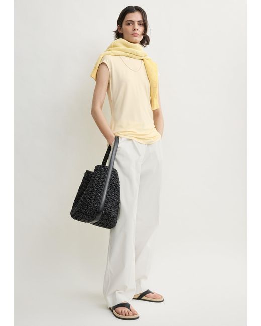 Totême Black Medium Belted Paper Raffia Tote