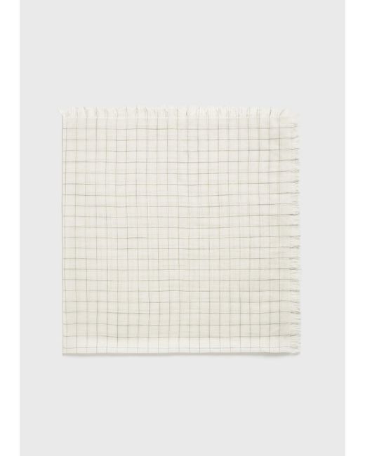 Totême Natural Checked Light Wool Scarf Ecru