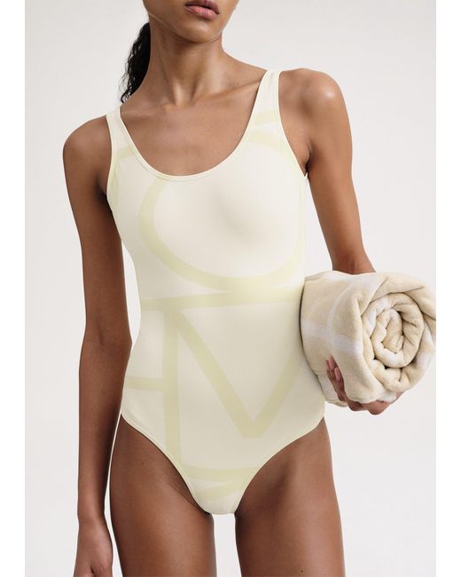 Totême  Natural Monogram Swimsuit Sand