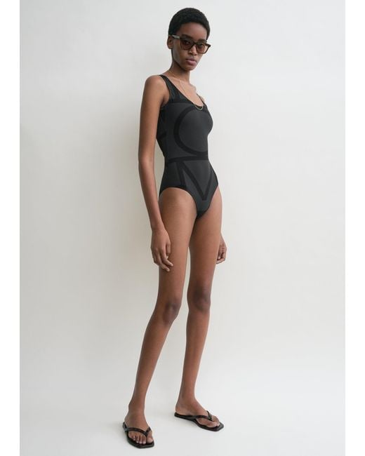 Totême  Black Monogram Swimsuit