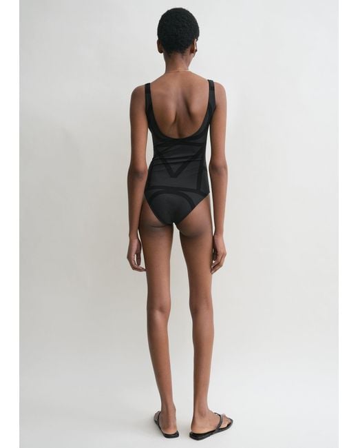 Totême  Black Monogram Swimsuit