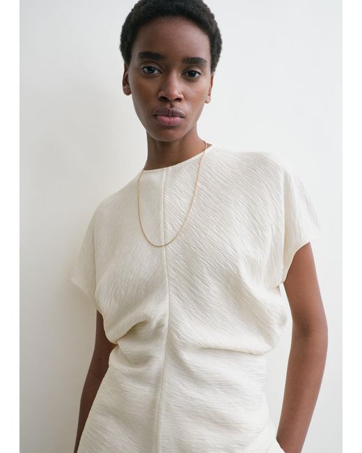 Totême White Slouch Waist Crinkled Top