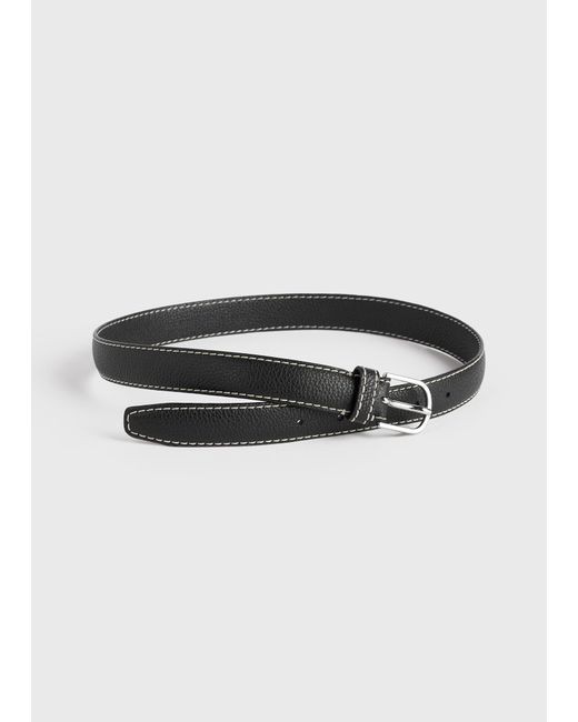 Totême White Slim Grained-Leather Trouser Belt