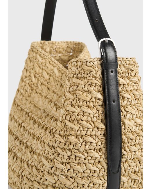 Totême  Metallic Medium Belted Paper Raffia Tote