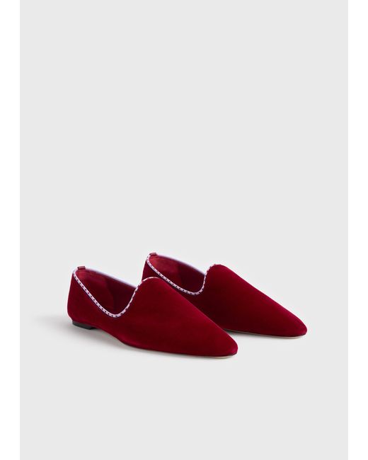 Totême Red Velvet Venetian Slippers