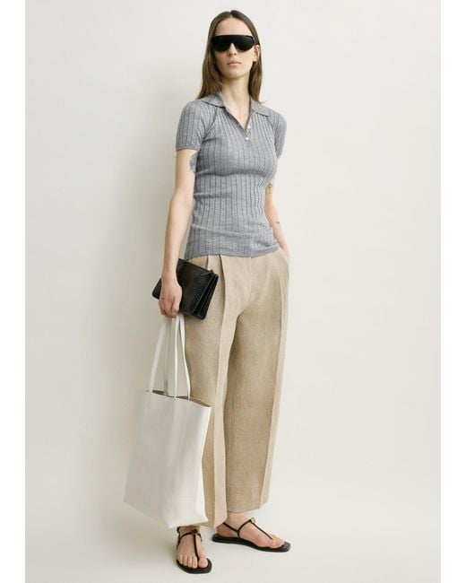 Totême Natural Ribbed Cashmere Silk Polo