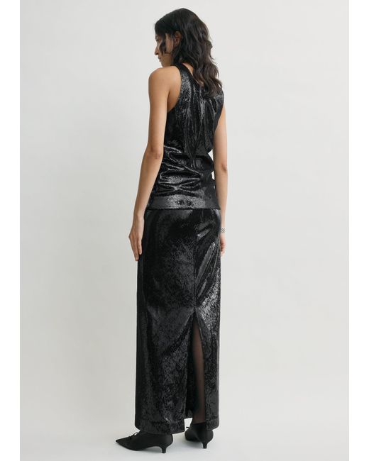 Totême Black Curved Sequin Tank