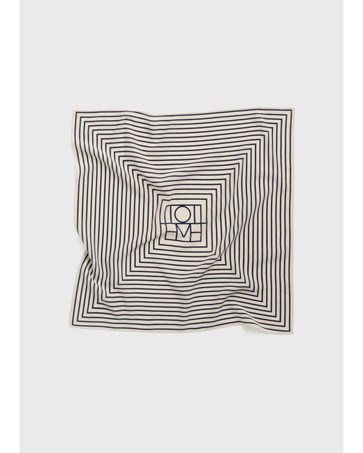 Totême White Signature Monogram Silk Scarf Crème