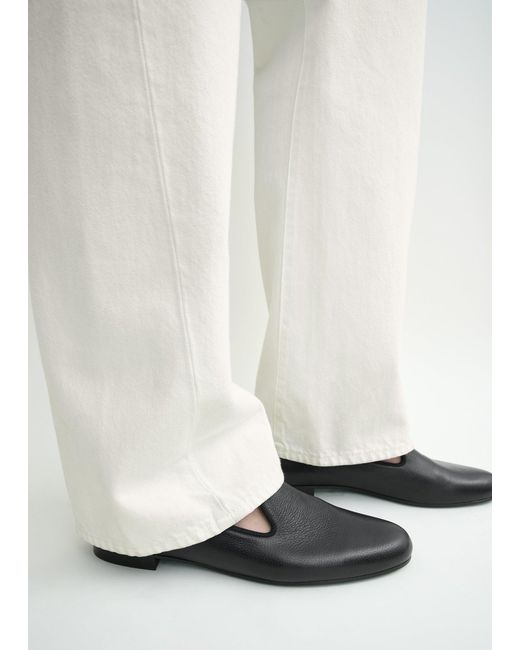 Totême White Grained-Leather Loafers