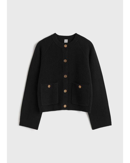 Totême Black Hammered Button Cardigan