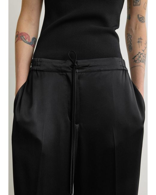 Totême  Black Satin Drawstring Trousers