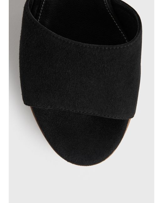 Totême Black Platform Suede Sandals/Tan