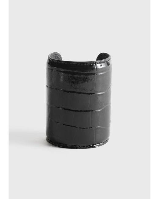 Totême Black Long Croco-Embossed Cuff