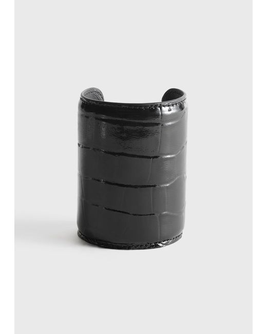 Totême Black Long Croco-Embossed Cuff