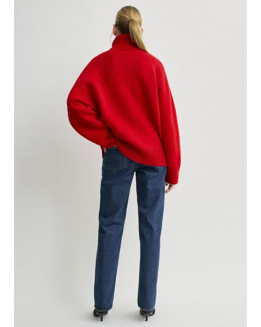 Totême  Red Double-Knit Turtleneck