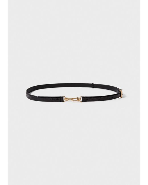 Totême  White Double Clasp Croco-Embossed Belt