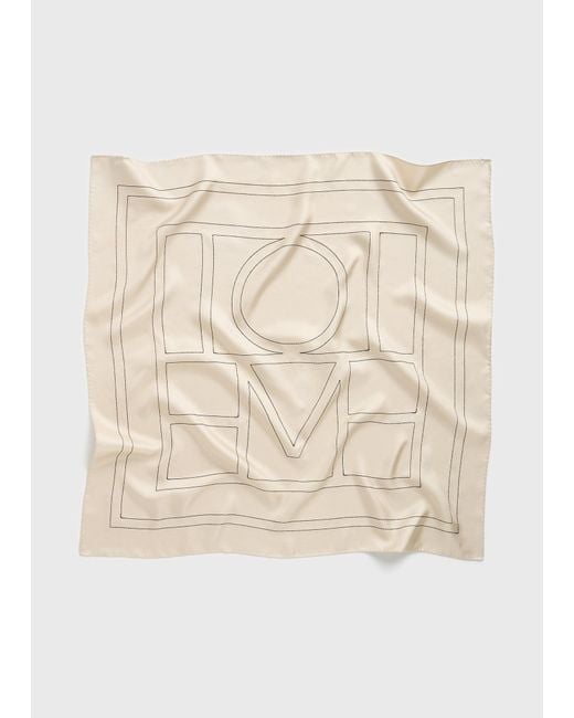 Totême Natural Embroidered Monogram Silk Scarf