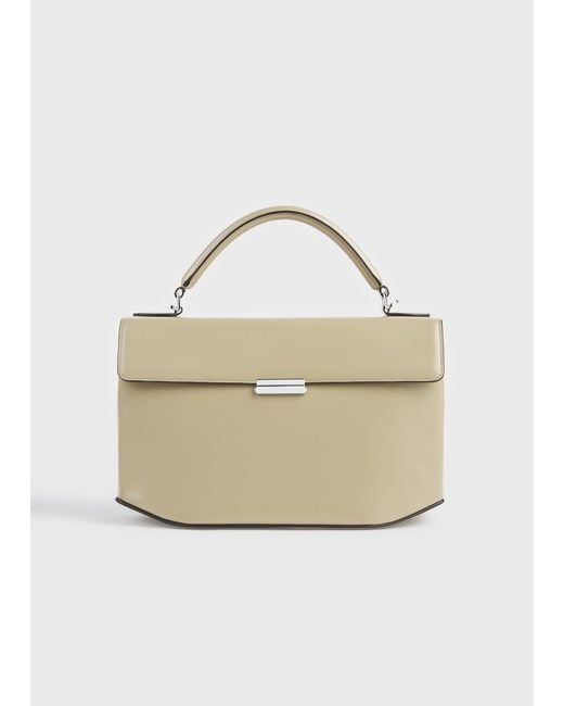Totême White Clip Polished-Leather Top Handle