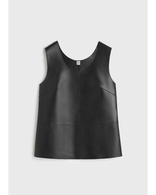 Totême  Black Scoop-Neck Leather Top
