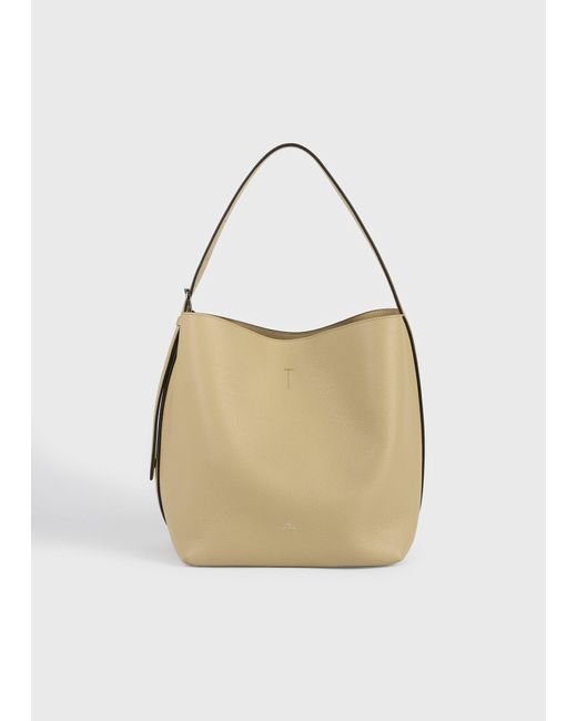 Totême White Medium Belted Grained-Leather Tote