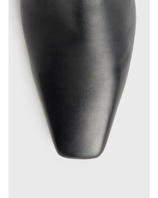 Totême  Black Leather Mid-Heel Boots