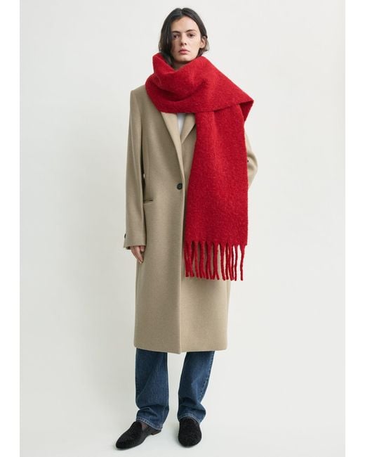 Totême Red Fuzzy Scarf