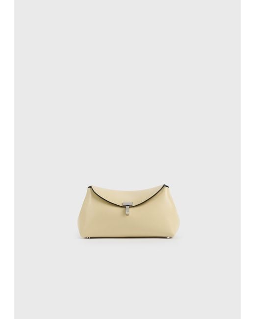Totême White Mini T-Lock Leather Clutch