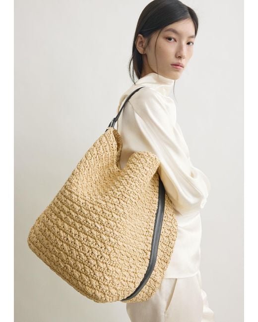 Totême Natural Belted Paper Raffia Tote