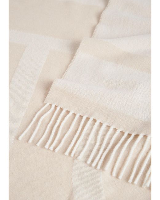 Totême  White Monogram Jacquard Wool Scarf Bone