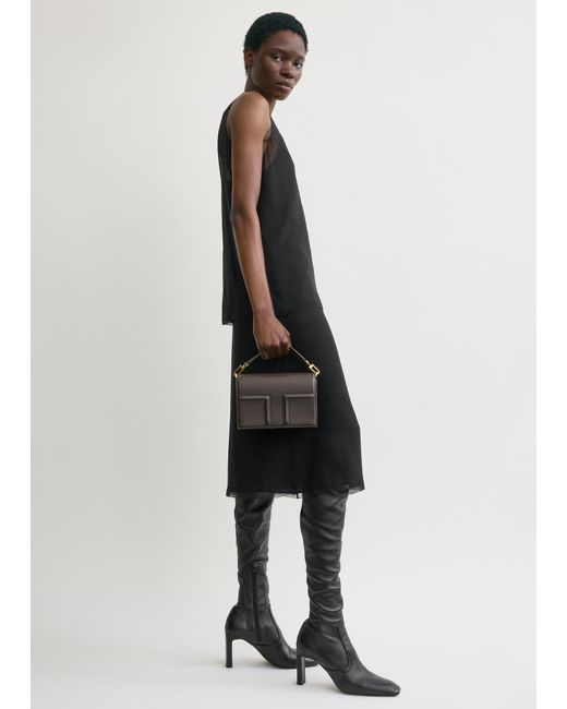 Totême  Black Mini T-Flap Leather Bag