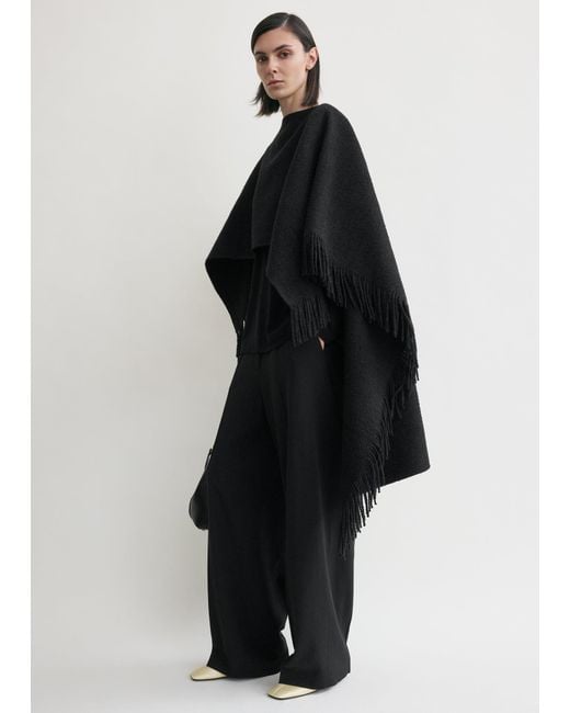 Totême  Black Fringed Poncho