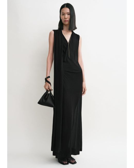 Totême Black Overlapped Scarf Dress