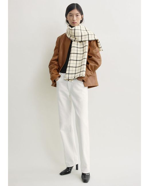 Totême White Windowpane Scarf