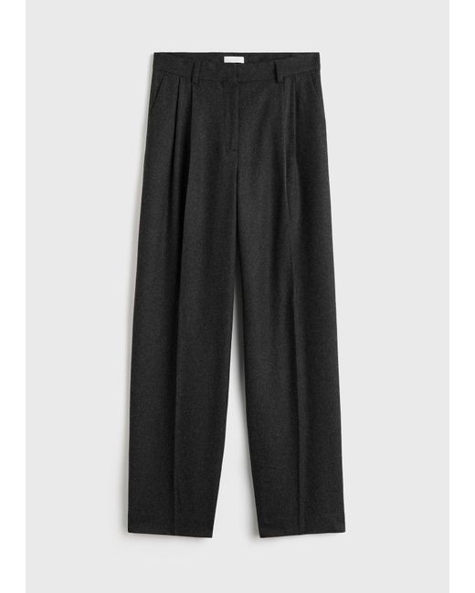 Totême Gray Double-Pleat Winter Trousers Charcoal