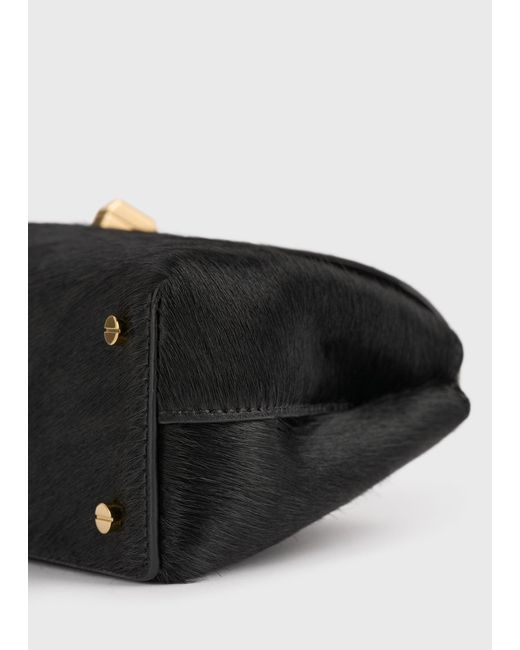 Totême White Mini T-Lock Pony Hair Clutch