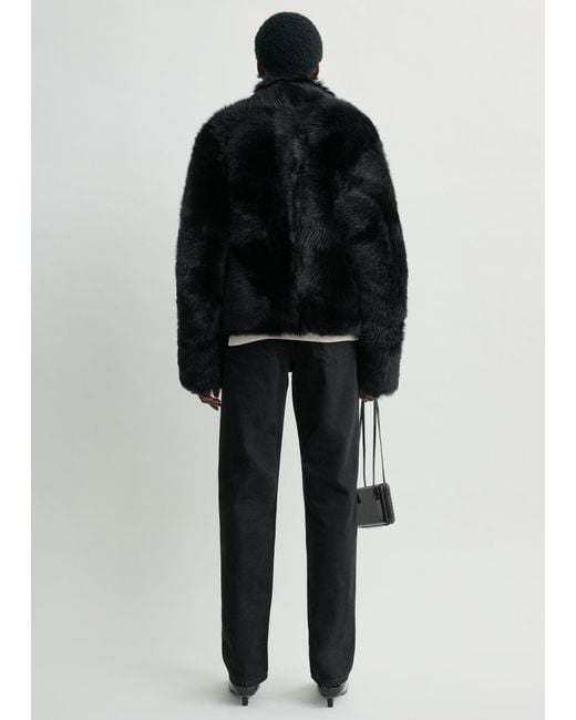 Totême Black Silky Shearling Jacket